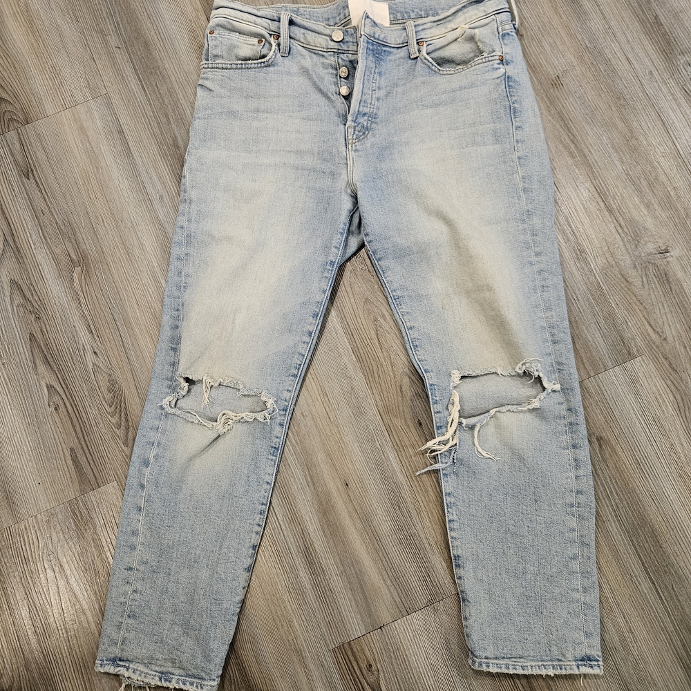 MOTHER Light Blue Distressed Boyfriend Jeans